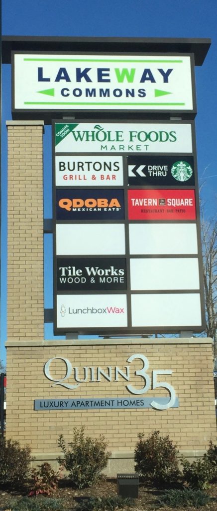 Entrance to the Lakeway Commons development in Shrewsbury