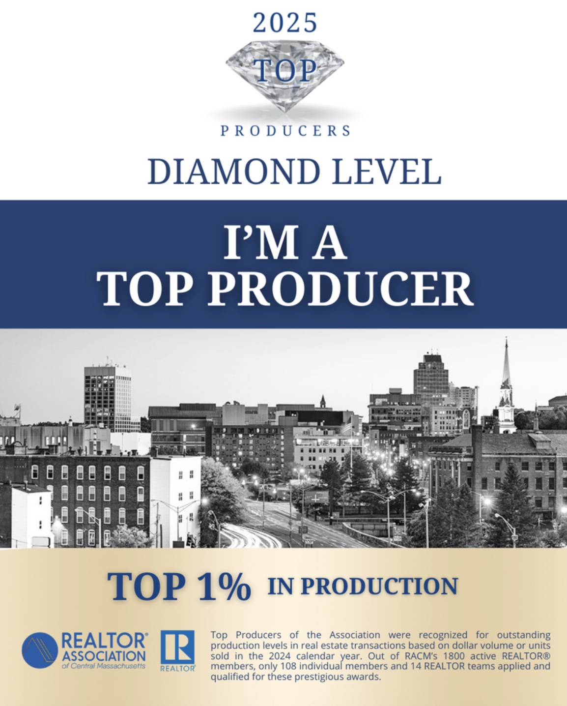 infographic showing Shrewsbury Realtor® Maribeth Lynch is a Top 1% producer in Central Massachusetts Real Estate Agents